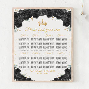 Black Princess Quinceañera 8 Tables Seating Chart