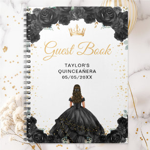 Black Princess Quinceañera Guest Book