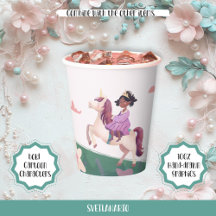Black Princess Riding Unicorn Paper Cup