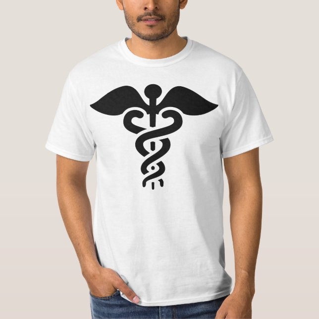Black print Caduceus T-Shirt (Front)