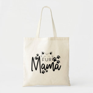 Black Print Fur Mama Paw Art Cute Tote Bag