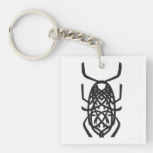Black Print Square Keychain