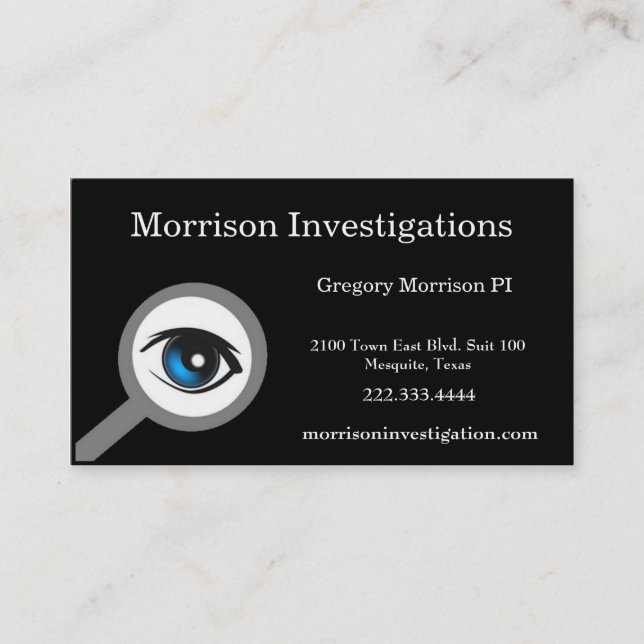 Black Private Investigation Business Card (Front)