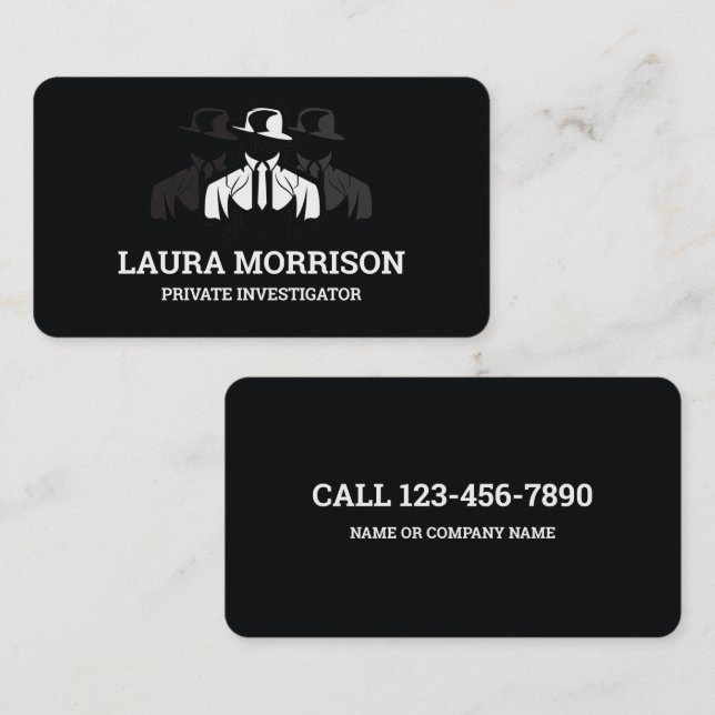 Black Private Investigator Detective Business Card (Front/Back)