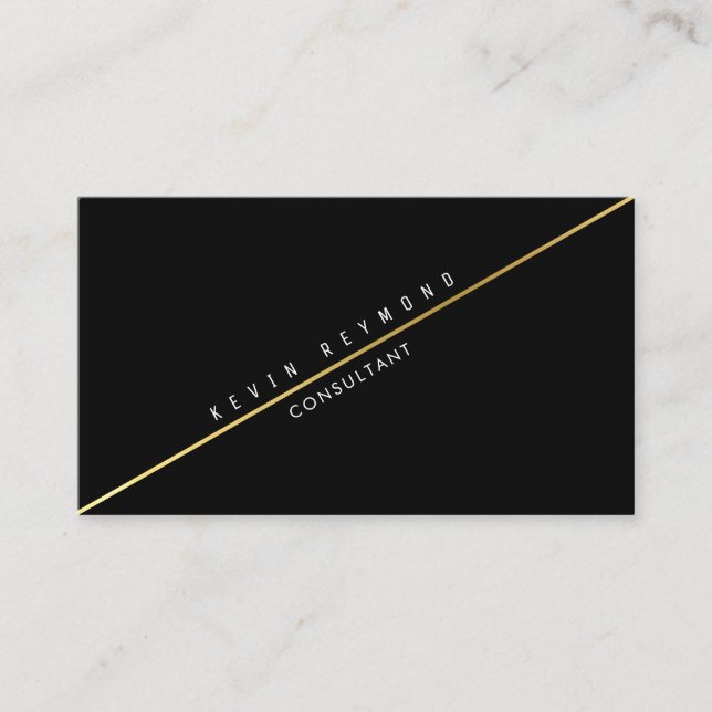 black pro business card with diagonal gold line (Front)