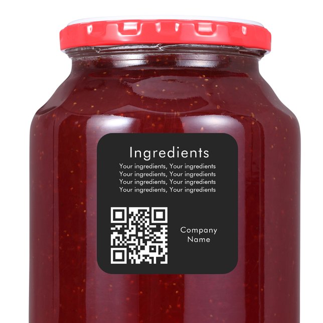 Black product ingredient listing qr code label (Creator Uploaded)