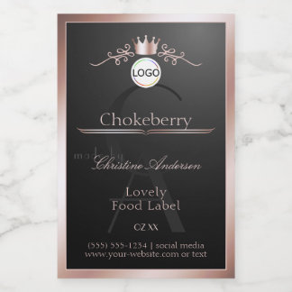 Black Product Label Rose Gold Frame Logo Monogram