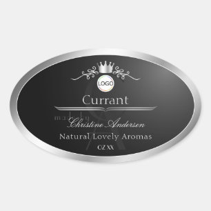 Black Product Label Silver Frame Logo and Monogram