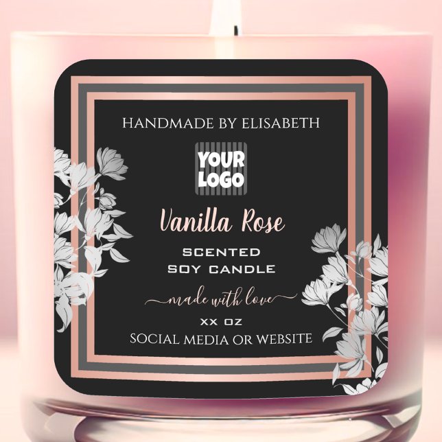 Black Product Labels Custom Logo Rose Gold Frame (Creator Uploaded)