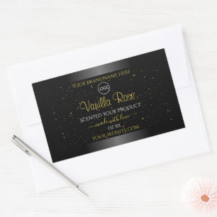 Black Product Labels Gold Soft Glitter with Logo