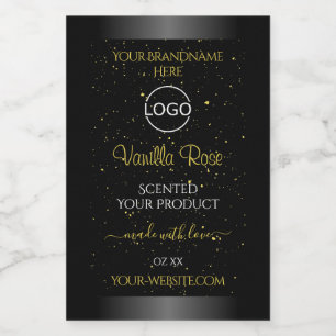 Black Product Labels Gold Soft Glitter with Logo