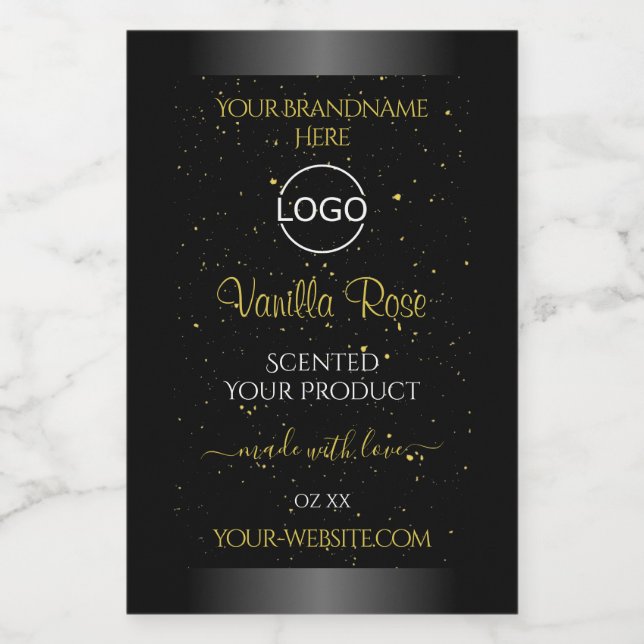 Black Product Labels Gold Soft Glitter with Logo (Single Label)