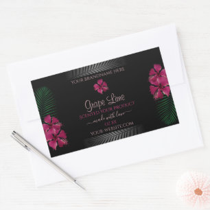 Black Product Labels Wine Red Hawaiian Flowers