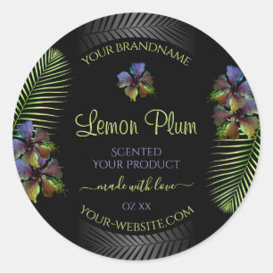 Black Product Labels Yellow Purple Hawaii Flowers
