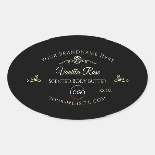 Black Product Packaging Label Gold Frame with Logo