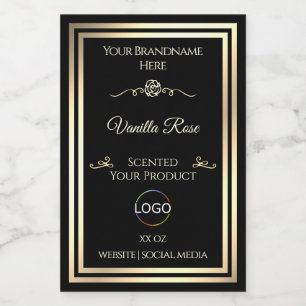 Black Product Packaging Label Gold Frame with Logo