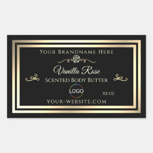 Black Product Packaging Label Gold Frame with Logo