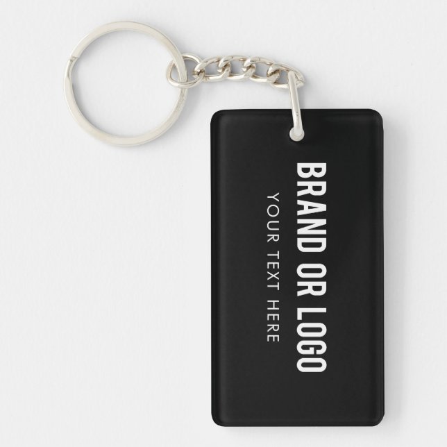 Black Professional Business Company Logo Black Key Ring (Front)