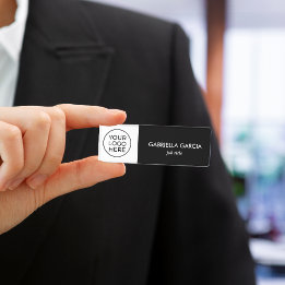 Black Professional Business Logo Employee  Name Tag