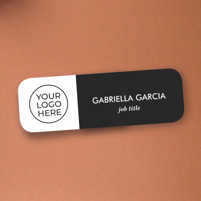 Black Professional Business Logo Employee  Name Tag (Creator Uploaded)