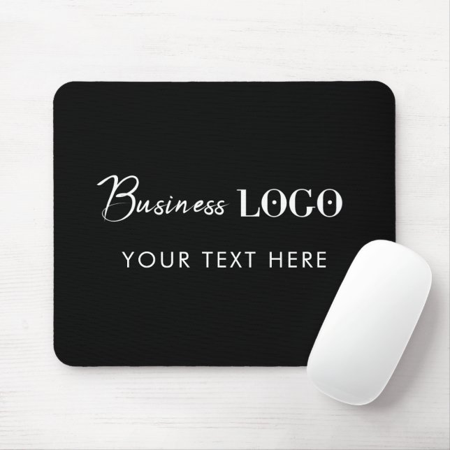 Black Professional Company Business Logo & Text  Mouse Mat (With Mouse)