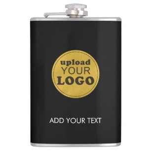 Black Professional Custom Business Logo Company  Hip Flask