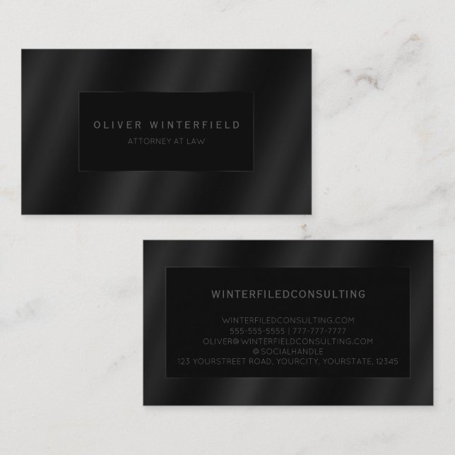 Black professional elegant modern attorney at law business card (Front/Back)