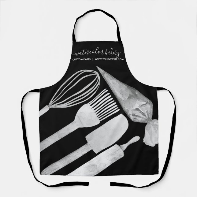 Black Professional Kitchen Custom Bakery Apron (Front)