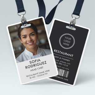 Black Professional Logo Restaurant Staff Photo ID ID Badge