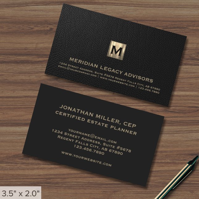 Black Professional Luxury Initial Logo Business Card (Creator Uploaded)