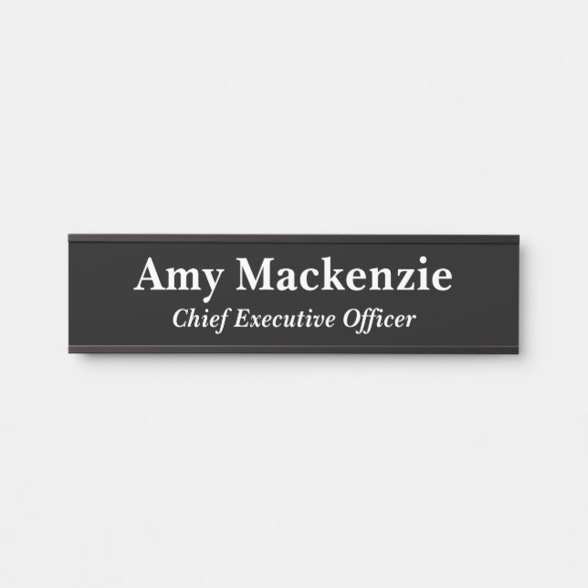 Black Professional Office Name Plate Door Sign (Front)