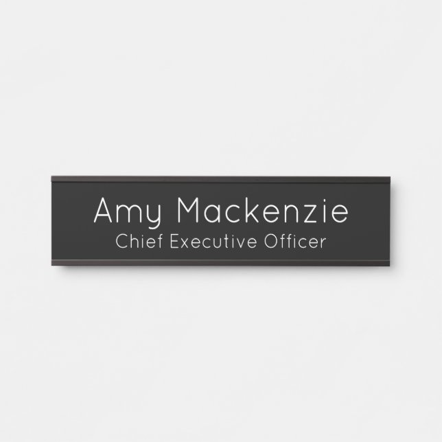 Black Professional Office Name Plate Door Sign (Front)