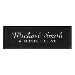 Black Professional Personalised Name Tag