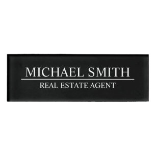 Black Professional Personalised Name Tag
