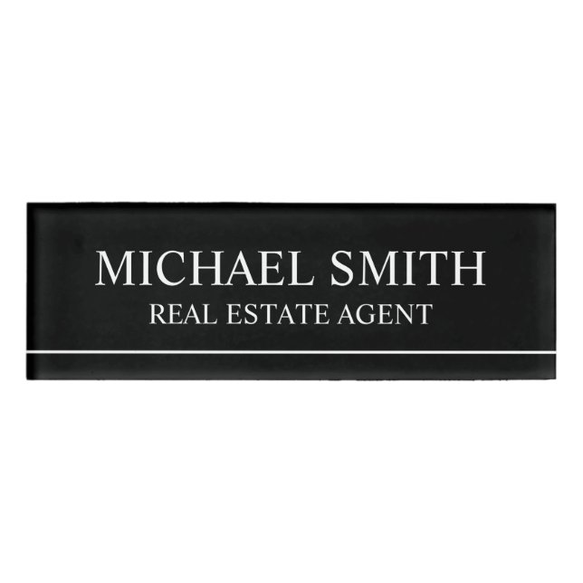 Black Professional Personalised Name Tag (Front)