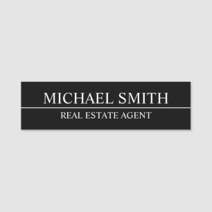 Black Professional Personalised Name Tag