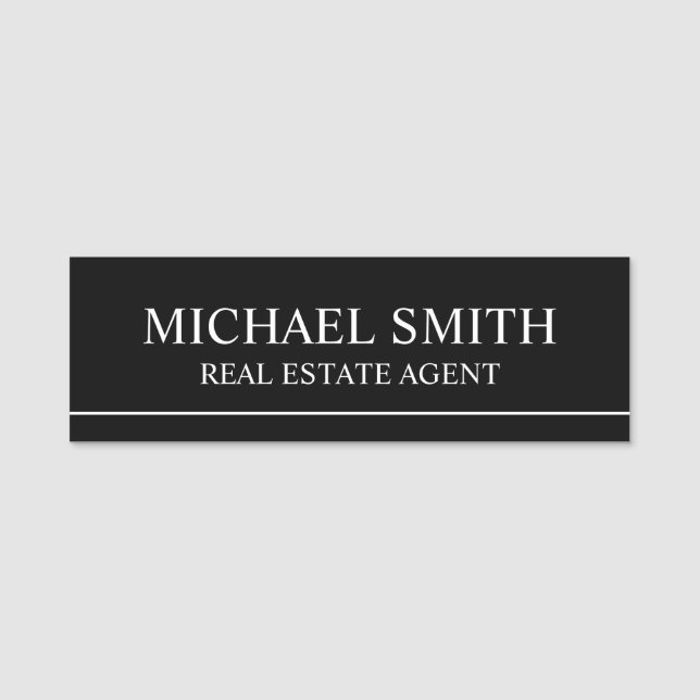 Black Professional Personalized Name Tag (Front)