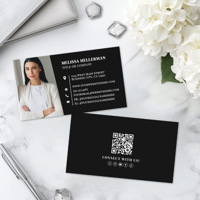 Black Professional Photo Business Card (Black Professional Photo Business Card )
