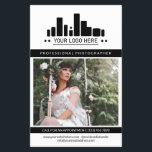 Black Professional Photographer Logo Big Photo Flyer<br><div class="desc">Marketing flyer for a professional photographer personalised with a large photo, logo, contact information on one side, and custom text, more photos, and profile photo in a charming clean black, and white design. Feminine and chic professional photography flyer in a clean design with a black accent colour and a charming...</div>