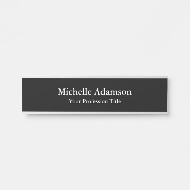 Black Professional Plain Modern Door Sign (Front)