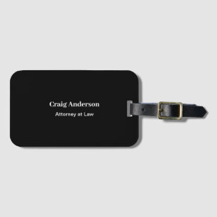 Black Professional Plain Modern Elegant Luggage Tag