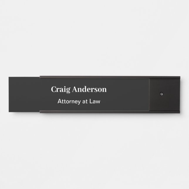 Black Professional Plain Modern Elegant Name Door Sign (Front)