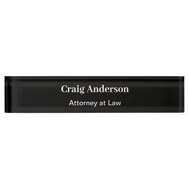 Black Professional Plain Modern Elegant Nameplate (Front)