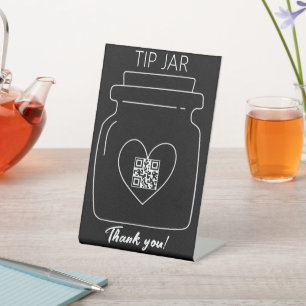 Black, professional QR code digital tip jar Pedestal Sign