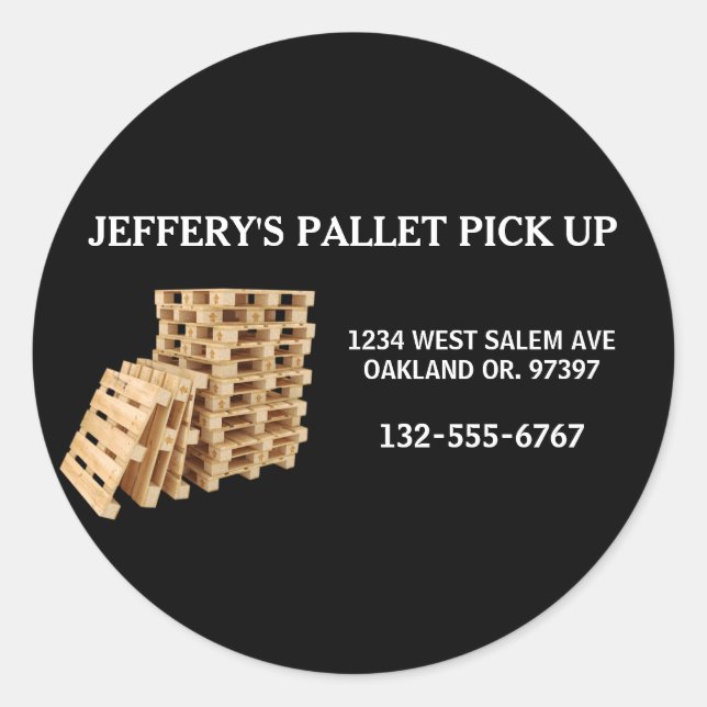 Black Professional Wood Pallet Crate Business Classic Round Sticker (Front)