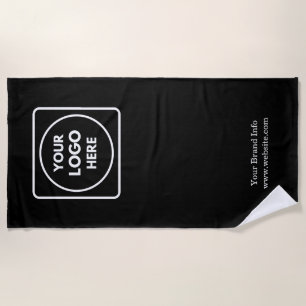 Black Promotional Beach Towel   Custom Business 