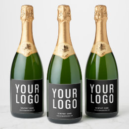 Black Promotional Business Logo Sparkling Wine Label