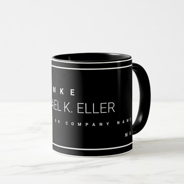black promotional business mug (Front Right)