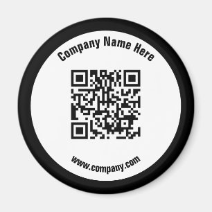 Black Promotional Business Name QR Code  Magnet