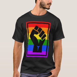 Black Protest Fist Lgbtq Gay Pride Flag Blm Unity  T-Shirt